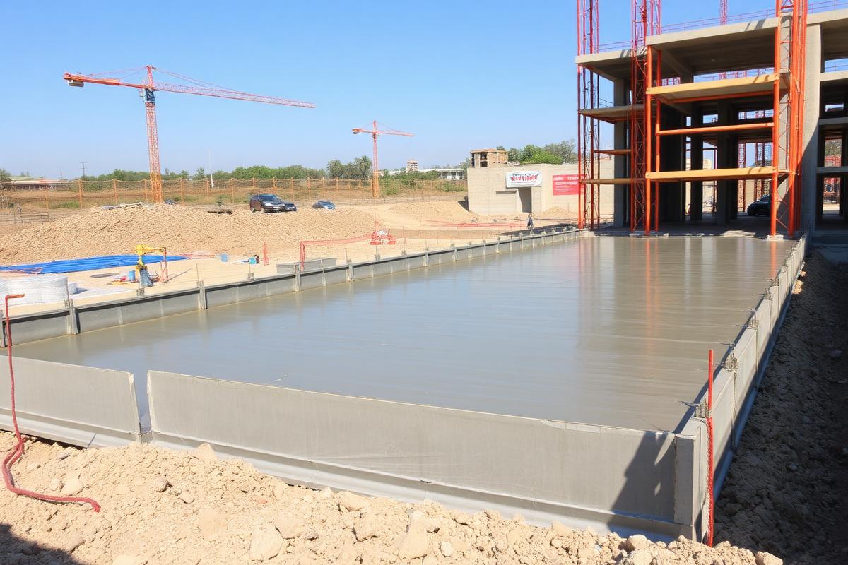 Fresh concrete slab preparation in Springfield, Illinois